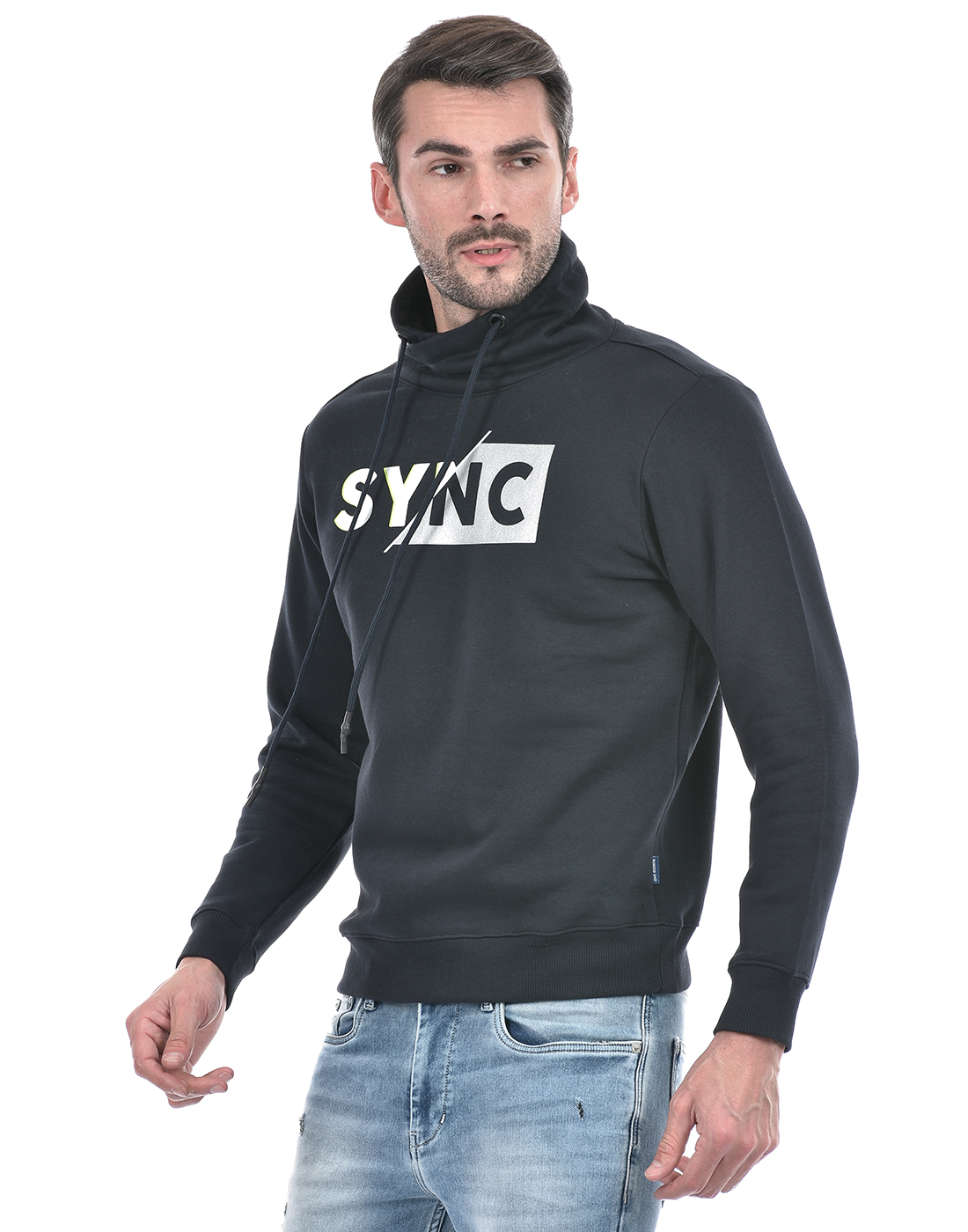 Numero Uno Men Abstract Dark Blue Sweat Shirt